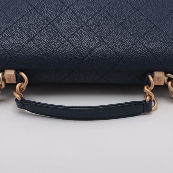 Chanel Matelasse Caviar Skin 2 Way Handbag Blue Gold Metal Fittings - Picture 3 of 6